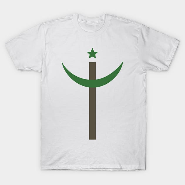 Combination of Crescent with Cross religious symbols in flat design icon T-Shirt by wavemovies